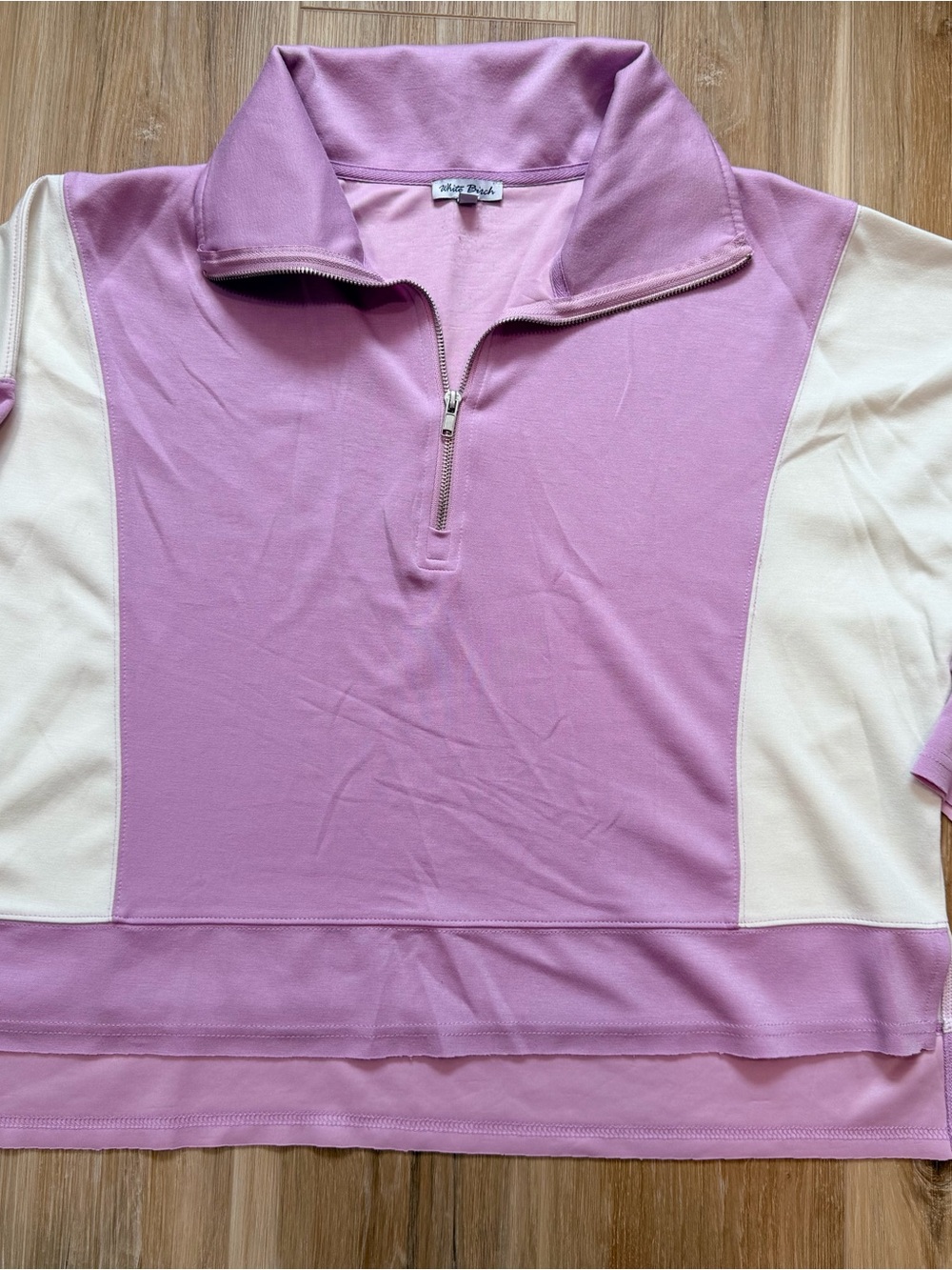white birch Lavender and Cream Half-Zip Pullover size large women’s
